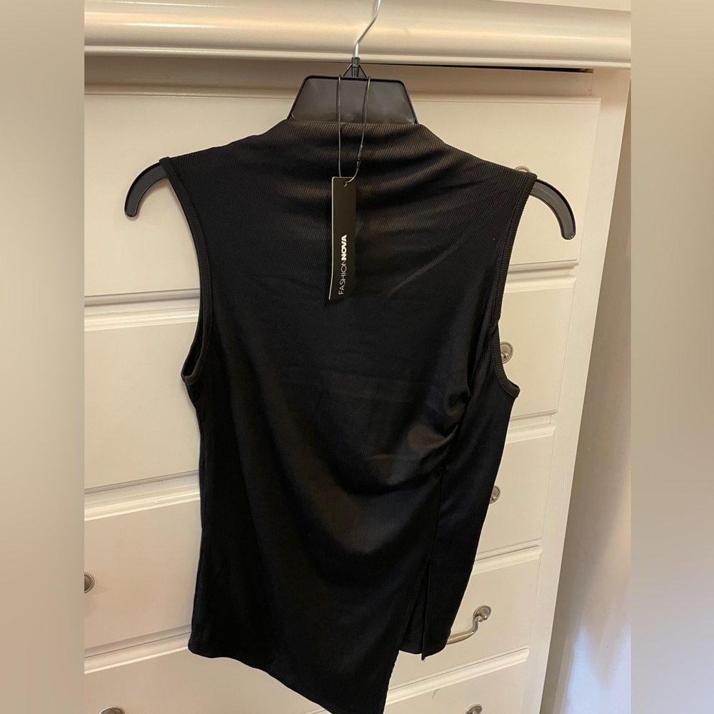 Fashion Nova Black Asymmetrical Tank Top